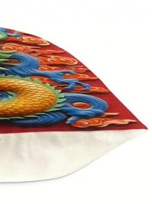 1 件中式龍鳳圖案枕套,亞麻沙發墊套,農曆新年裝飾枕套,古代龍鳳圖案枕套,風格,45 厘米*45 厘米/17.72 英寸*17.72 英寸方形,柔軟舒適,簡約& 優雅家居裝飾枕套,適合新年慶祝活動（不含枕芯） - 彩色 - 查看 3