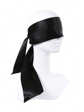 1pc Sexy Lingerie Accessories Satin Long Eye Mask Covering Eye Mask Sleeping Band Soft Tie Blindfold Bondage Black And Red Black