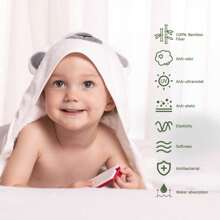 Momcozy Baby Bath Towel Set, Conjunto de toalhas de bebê de 8 peças, 2 toalhas com capuz para bebê 76 x 76 cm e 6 toalhas de rosto para bebê 24 x 24 cm, toalha de bebê com capuz para recém-nascidos, macia e superabsorvente, unissex - Branco - Ver 7