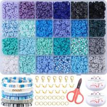 13000/4800/2400+件粘土珠套装，用于DIY手链制作，聚合物粘土珠配彩色春花吊饰，CCB人造珍珠配件套装，用于DIY友谊手链耳环项链珠宝制作和节日礼物 - 多色 - 查看 13