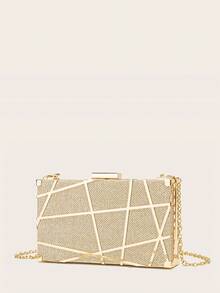 LETODE BAG Geometric Metallic Cutout Glitter Clutch Bag , Rhinestone Purse, Perfect For Party, Wedding, Prom, Dinner/Banquet, Matching With Wedding Dress, Formal Dresses, Prom Dress, Birthday Dress - Gold - View 4