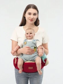多功能保暖防風嬰兒背帶腰凳前後兩用戶外便攜背帶 - 酒紅色 - 查看 7