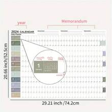 1set Of Morandi Color Scheme 2024 Wall Planner, Desktop Calendar With Stickers, Ideal For Simple And Creative Planning For Study And Work - Multicolor - View 2