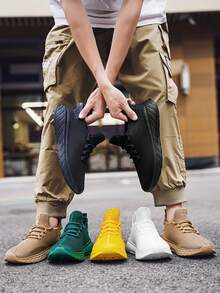 1pair Men's Breathable Mesh Sports Casual Shoes In Brown For Summer, Fashionable And Lightweight, Low-Cut Sneakers For Running And Daily Wear - Brown - View 6