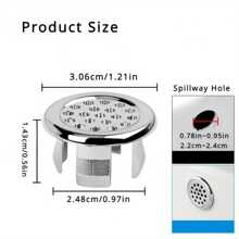 1pc Plastic Bathroom Kitchen Basin Sink, Overflow Cover Ring Insert Replacement, Chrome Hole Round Drain Cap, Basin Accessory
