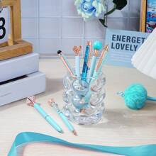 8 Pieces Ballpoint Pen Set Metal Crystal Diamond Pen Glitter Pen For Journaling Black & Blue Ink Pretty Cute Writing Pens Fancy Pens Gifts For Women Office Home Suitable For Pupils, Students, Colleges - 藍色 - 查看 3