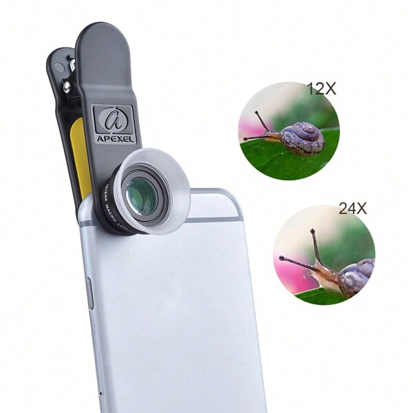 APEXEL 12X / 24X Macro Lens, Macro Lens For IPhone With Universal Clip