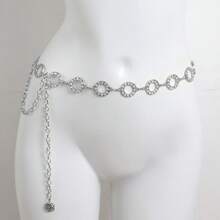 1件高端時尚全配金屬腰帶/鏈,適合送給女友的禮物 - 銀色 - 查看 2