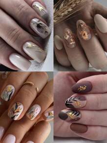 8 piezas de pegatinas de uñas con flores primaverales, plantas y mariposas; pegatinas de arte de uñas con flores y plantas brillantes y estampados 3D florales y vegetales autoadhesivos, aptos para uñas acrílicas, suministros de meniscomio para mujeres y niñas, regalos para días festivos - Multicolor - Ver 5