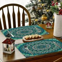 4 件套餐墊、佩斯利幾何圖案餐墊、耐熱廚房餐墊、派對婚禮裝飾、餐桌裝飾、廚房用品、家居裝飾、禮品 - 彩色 - 查看 7