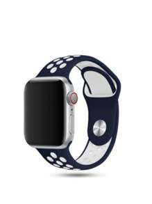 1入組男士女士鏤空綠色休閒矽膠錶帶，兼容Apple Watch - 藏蓝色 - 查看 3