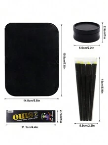 黑色吸煙工具套裝包括2層黑色研磨器、黑色卷煙紙小冊、8入組黑色卷煙紙、5.8"x7.8"雙層盤子，煙民禮品 - 黑色 - 查看 2