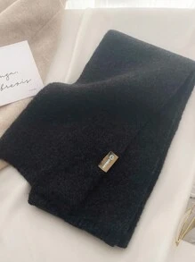 Đen Mùa đông mới Phong cách Quý cô Cổ điển Thời trang đơn giản Và Linh hoạt màu trơn Đan Chất liệu Ngắn Khăn quàng cổ Làn da thân thiện Mềm mại Ấm áp Khăn quàng cổ Giải trí - màu đen - Xem 1