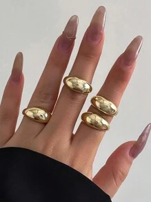 4 Piezas Conjunto De Anillos De Moda Vintage Con Diseño Recortado Redondo Geométrico Para Mujeres, Adecuado Para Fiestas Y Uso Diario, Ideal Como Regalo Para Festivales