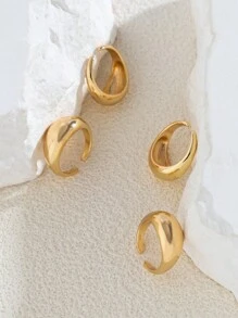 4 Piezas Conjunto De Anillos De Moda Vintage Con Diseño Recortado Redondo Geométrico Para Mujeres, Adecuado Para Fiestas Y Uso Diario, Ideal Como Regalo Para Festivales