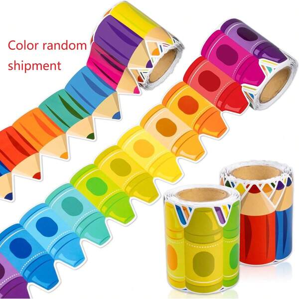 1 Roll/26ft Bulletin Board Border Decorations - Rainbow Crayon Border Trim For School Classroom Chalkboard Bulletin Board Wall Window Door Decor Back To School