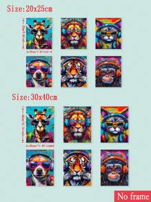 6pcs/Set Fashionable Cyberpunk Animals Wearing Headset Colorful Wall Decorations - Multicolor - View 2
