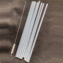 8 支装 - 可重复使用闪光硬塑料透明饮用吸管 不易破碎 12 英寸 40 盎司玻璃杯、YETI、带清洁刷的吸管、厨房、圣诞礼物 - 無色 - 查看 4