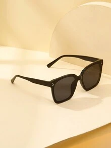 1 件装男士韩版时尚 PC 方形黑框装饰眼镜/镜面时尚眼镜适合日常佩戴、旅行和拍照、情侣装 - 灰色 - 查看 2