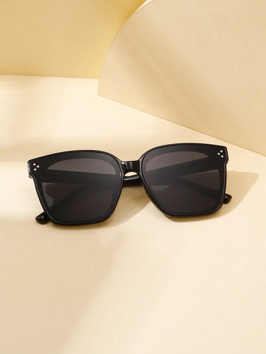 1 件装男士韩版时尚 PC 方形黑框装饰眼镜/镜面时尚眼镜适合日常佩戴、旅行和拍照、情侣装 - 灰色 - 查看 1