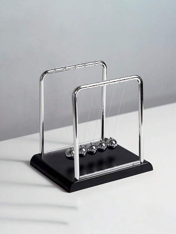 1pc Stress Relief Toy Creative Desktop Ornament Physical Concept Kinetic Ball, Alloy Material Newton's Cradle (Non-Perpetual)
