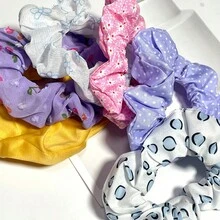 6入組女士布質髮飾,風格多樣,豬腸髮圈 - 彩色 - 查看 3