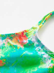 Maiô estilo camisola com estampa tie-dye para meninas adolescentes