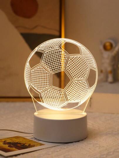 1pc Football/Basketball 3D Acrylic Small Night Light, Bedside Desk Decor Soccer/Basketball Lamp, Sports Lover Gift