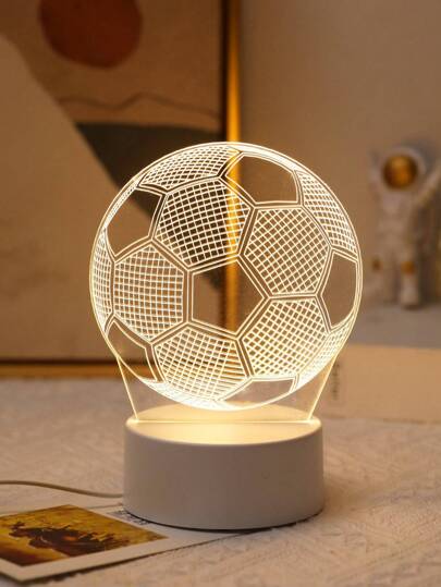 1pc Football Pattern 3D Acrylic Night Light, USB Powered, Suitable As Bedside Decor, Desktop Lamp, Gift For Football Fans, Ideal For Christmas Gifts