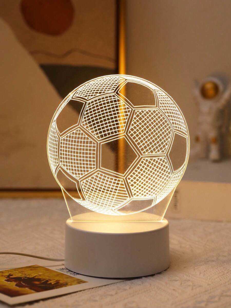 1pc Football Pattern 3D Acrylic Night Light, USB Powered, Suitable For Bedside Decor, Bedroom Desktop Decor Lamp, Gift For Football Fans, Ideal Forbirthday Gifts,Game Room Decor Light,Soccer Pattern LED Lamp,Football Lamp For Kids Bedroom Decor