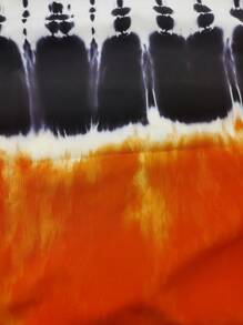 1 Pieza Mono Sin Manga Suelto Simple Con Colgante Impreso Para Mujeres, Adecuado Para Todas Las Estaciones, Para Casa Y Para Salir - Naranja - Ver 4