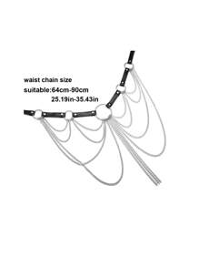 Layered Leather Body Chain Belt Sexy Waist Chain Goth Accessories Adjustable Festival Girls Jewelry - Black - View 5