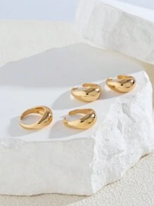 4 Piezas Conjunto De Anillos De Moda Vintage Con Diseño Recortado Redondo Geométrico Para Mujeres, Adecuado Para Fiestas Y Uso Diario, Ideal Como Regalo Para Festivales