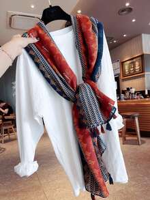 A Women'S Exotic Tassel Scarf Spring New Warm Shawl Korean Version Versatile Student Scarf Suitable For Daily Use - Multicolor - View 3