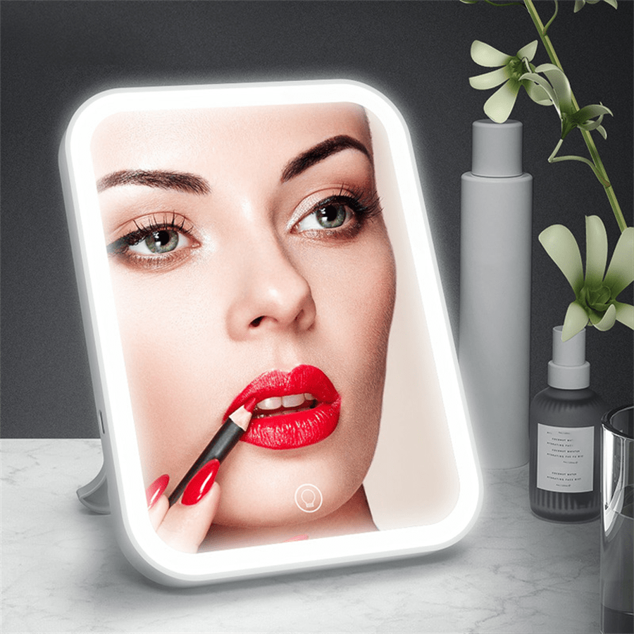 Travel Makeup Mirror With Lights, 3 Colors Light Mode, Built In 2000mA