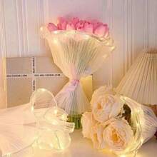 2米長led玫瑰花禮品紗帶禮品卡通膠帶,可用於花束,禮品,氣球,生日,婚禮,週年慶禮物包裝,郁金香和玫瑰花束包裝裝飾 - 彩色 - 查看 12