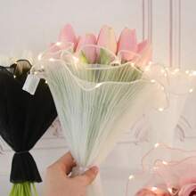 2米長led玫瑰花禮品紗帶禮品卡通膠帶,可用於花束,禮品,氣球,生日,婚禮,週年慶禮物包裝,郁金香和玫瑰花束包裝裝飾 - 彩色 - 查看 4