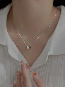 1 Miếng Thời trang Bạc nguyên chất Hình vẽ trái tâm Dây chuyền Đối với phụ nữ Mặc hàng ngày - Vòng cổ - Xem 1