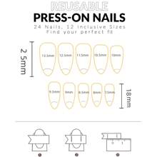 24 件長尖頭美甲型白色漸層珍珠立體裝飾閃光設計手指甲套裝含 1 個指甲銼和 1 件果凍膠 - 白色 - 查看 6