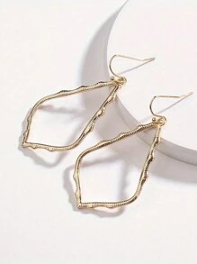 2pcs Geometric Rhombus Shaped Earrings - Black - View 2