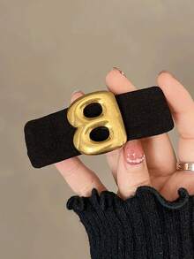 1 件女用黑色英文字母方形天鵝絨簡約時尚側夾適合日常佩戴 - 彩色 - 查看 7