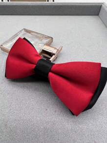 1 件手工聚酯纖維黑色和紅色領結,附可調式肩帶,適合日常時尚 - 彩色 - 查看 6