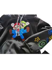 Conjunto Pans Pants Bros Sudadera Marito Niño Luigi - Negro - Ver 4