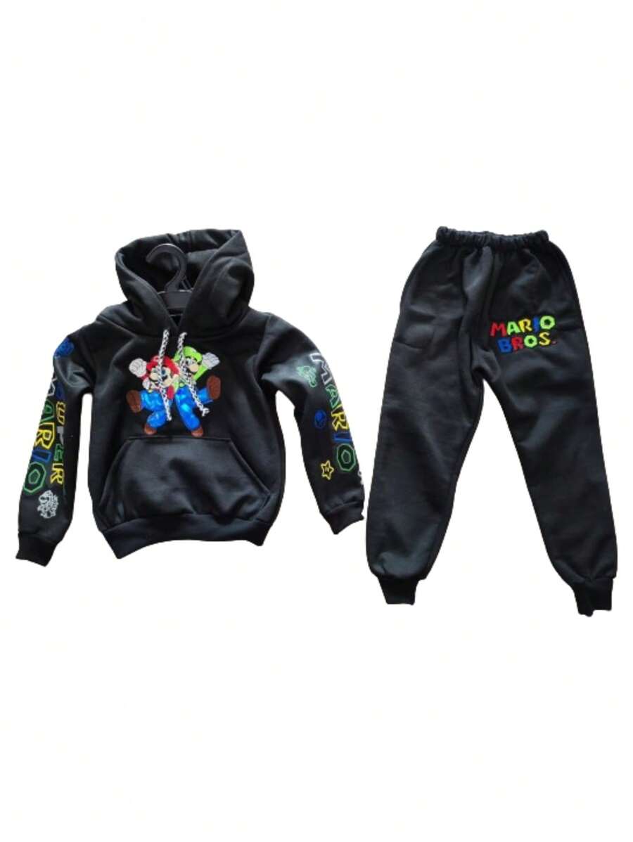 Conjunto Pans Pants Bros Sudadera Marito Niño Luigi - Negro - Ver 1