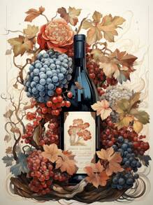 5d 新款鑽石畫滿鑽酒花馬賽克畫餐廳裝飾畫無框鑽石畫 1 套 - 彩色 - 查看 1