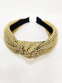 1pc Women'S Multicolor Sequined Fabric Knot Wide Headband, Fashionable For Streetstyle, Dance Parties And Everyday Use - Gold - View 1