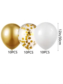 30入組12吋白金箔紙碎裝氣球套裝,適用於婚禮情人節紀念日訂婚派對生日派對節日慶祝活動裝飾 - 白色 - 查看 3