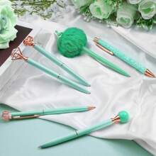 8 Pieces Ballpoint Pen Set Metal Crystal Diamond Pen Glitter Pen For Journaling Black & Blue Ink Pretty Cute Writing Pens Fancy Pens Gifts For Women Office Home Suitable For Pupils, Students, Colleges - 綠色 - 查看 3