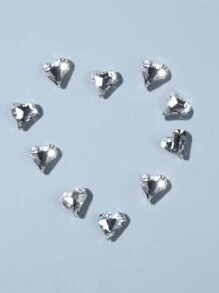 10入組y2k精美銀色3d心形鑽石指甲藝術裝飾,韓日風格指甲藝術裝飾,適用於家用美甲diy和美甲沙龍 - 銀色 - 查看 4