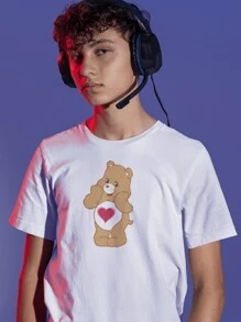 Playera Blanca Osito Cariñosito Café - Blanco - Ver 1